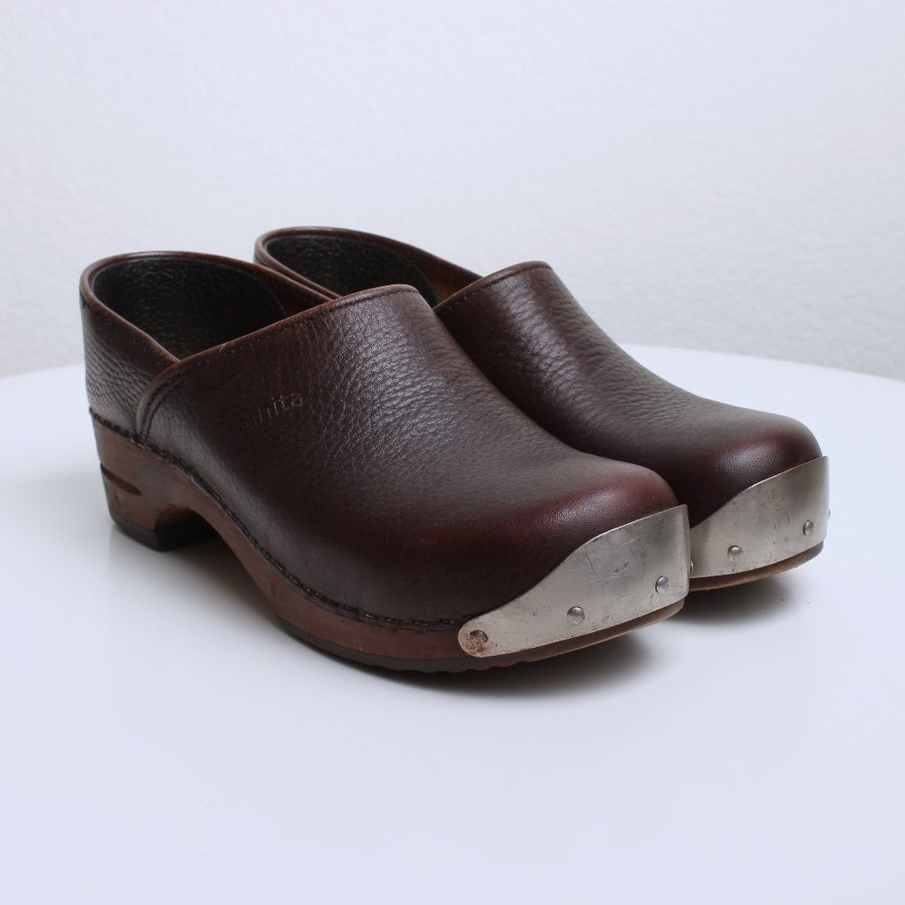 Sanita Rita Plate Wood Heel Clogs